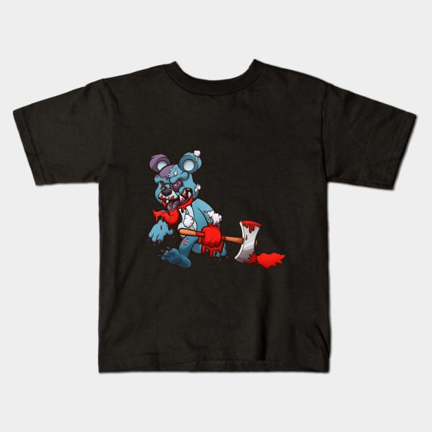 Evil Teddy Bear With Axe Kids T-Shirt by TheMaskedTooner